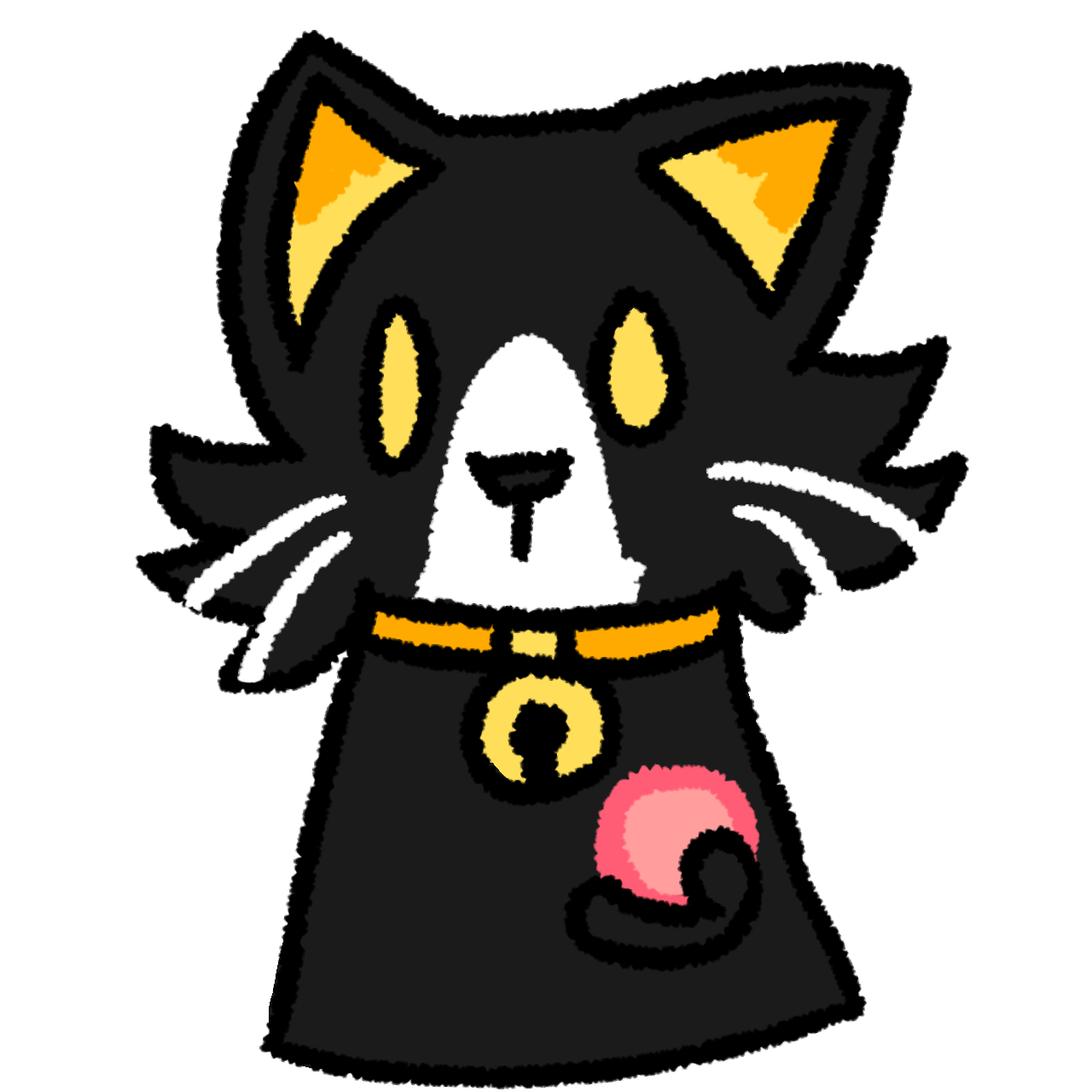 a black cat with a white muzzle holding a pink ball with kits right paw